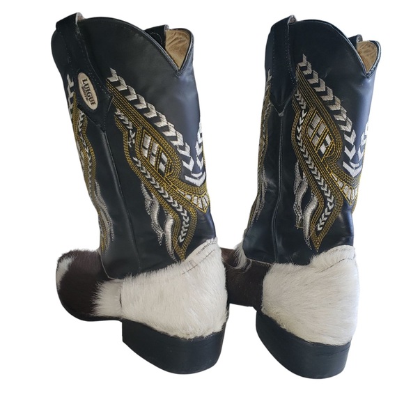 Luigui Womens Western Cowboy Boots Sz 10 Hand Made Cowhide Leather Embroidered - Picture 8 of 13